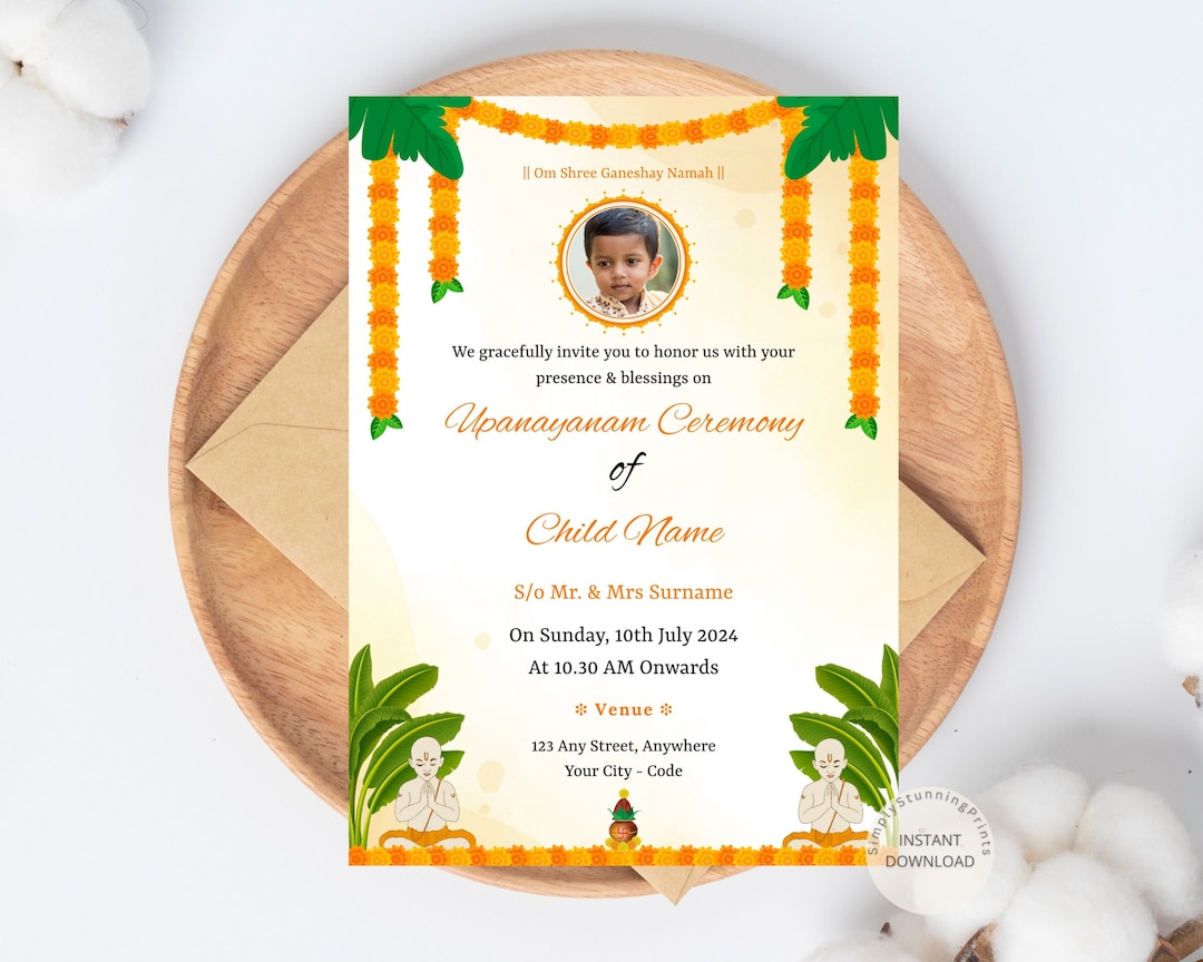Upanayanam Ceremony Invitation Card Janoi Invitation Yoganupavit