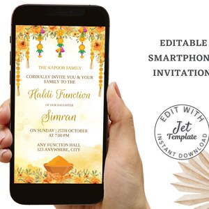 d'invitation indien Haldi | Faire-part Pithi en Invitation Maiyan | Invitation de soirée Haldi électronique | TÉLÉCHARGEMENT NUMÉRIQUE