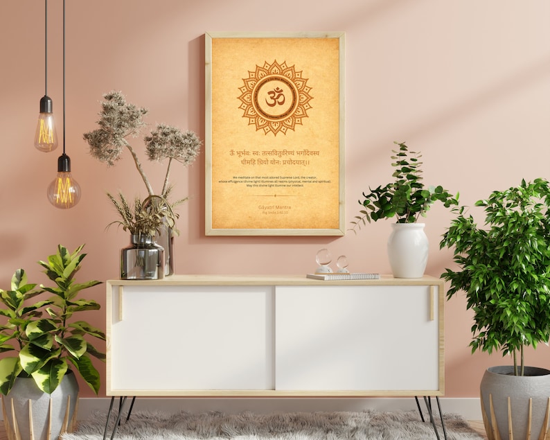 Gayatri Mantra Print in Sanskrit and English Chanting Mantra for Pooja ...