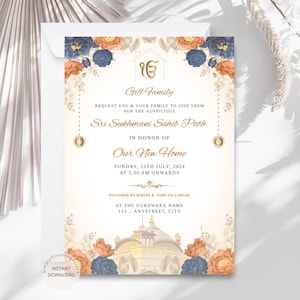 Sri Sukhmani Sahib Path Einladungskarte | Sikh Housewarming Einladung | Akhand Paath Einladung | Neues Haus-Einladung | DIGITALER DOWNLOAD