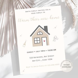Eenvoudige housewarming-uitnodigingskaart | Uitnodiging voor modern housewarmingfeest | Aankondigingskaart nieuw huis | Afdrukbare digitale uitnodiging