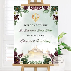 Sukhmani Sahib Ji Path Welcome Sign | Sikh Wedding Welcome Sign | Akhand Paath Sign | Sukhmani Sahib Ji Sign | DIGITAL DOWNLOAD
