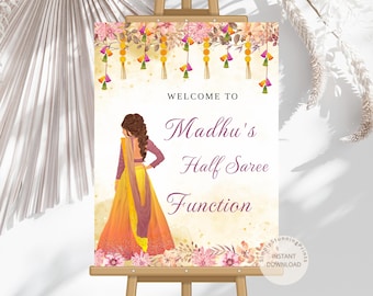 Half Saree Ceremony Welcome Sign: South Indian Decor (Digital Download)
