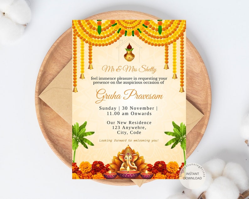 Buy Indian Gruha Pravesam Invitation Card Housewarming Party Invite ...