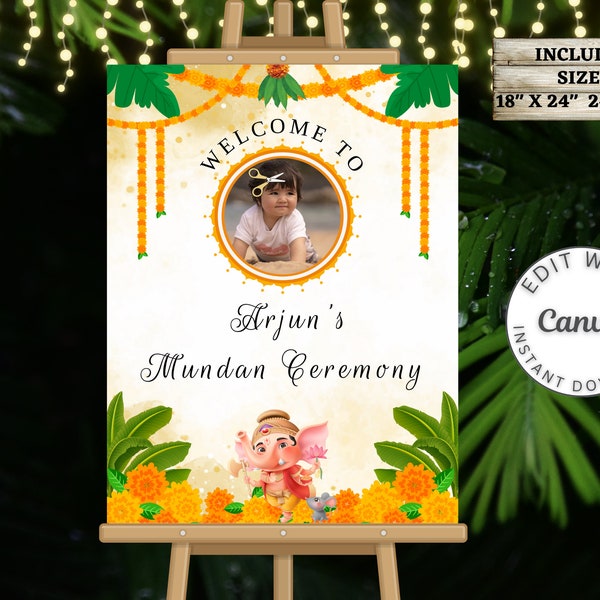 Indian Mundan Welcome Sign | Mundan Ceremony Entry Sign | Mundan Ceremony Decoration | Chola Ceremony Sign | DIGITAL DOWNLOAD