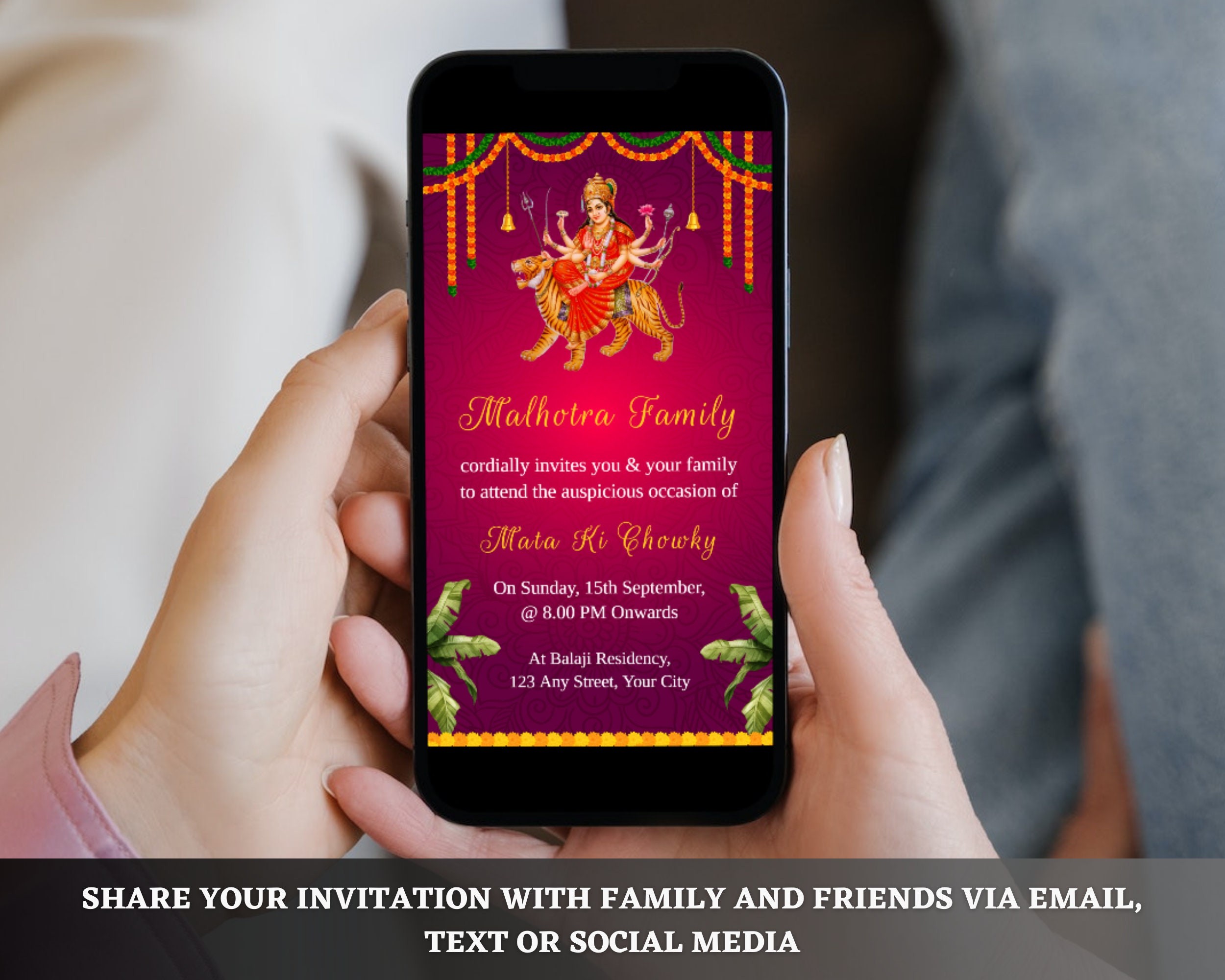 Mata Ki Chowki Invitation Template Mata Ka Jagrata Invite Mata Rani