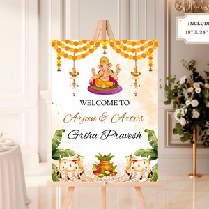 Cartello di benvenuto indiano Griha Pravesh: poster tradizionale per l'inaugurazione della casa (download digitale) immagine 2