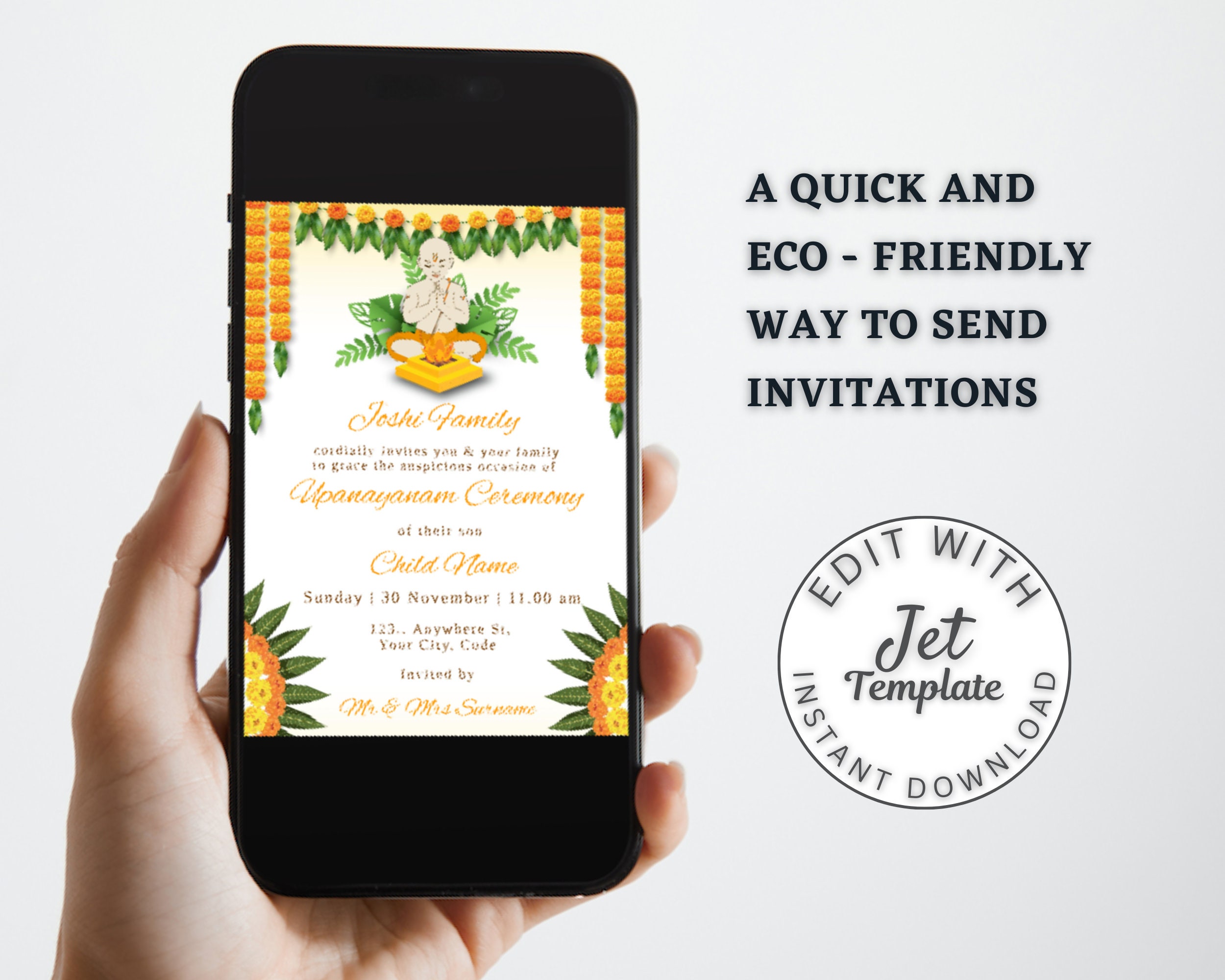 Upanayanam Ceremony Invitation as Thread Ceremony Janoi Ceremony Invite