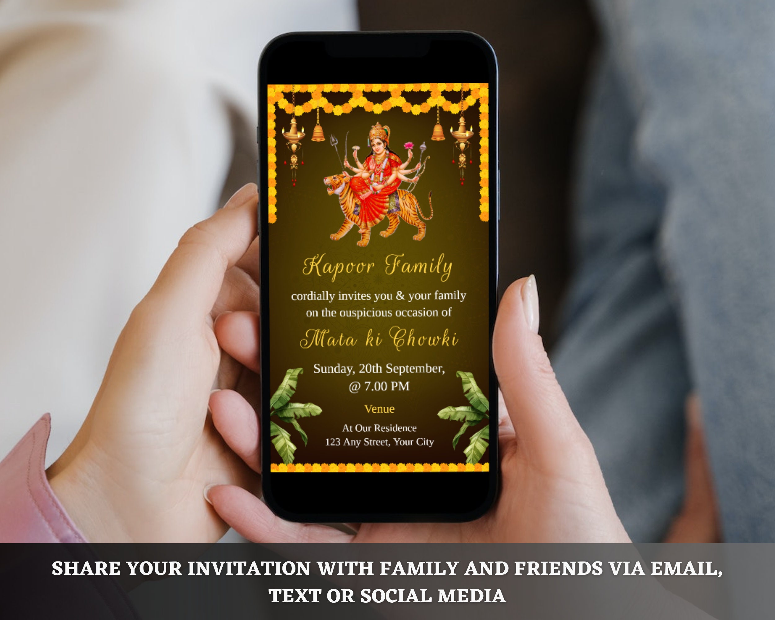 Mata Ki Chowki Invitation Template Mata Ka Jagrata Invite Etsy