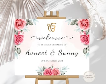 Floral Roka Ceremony Welcome Sign: Engagement Poster (Digital Download)