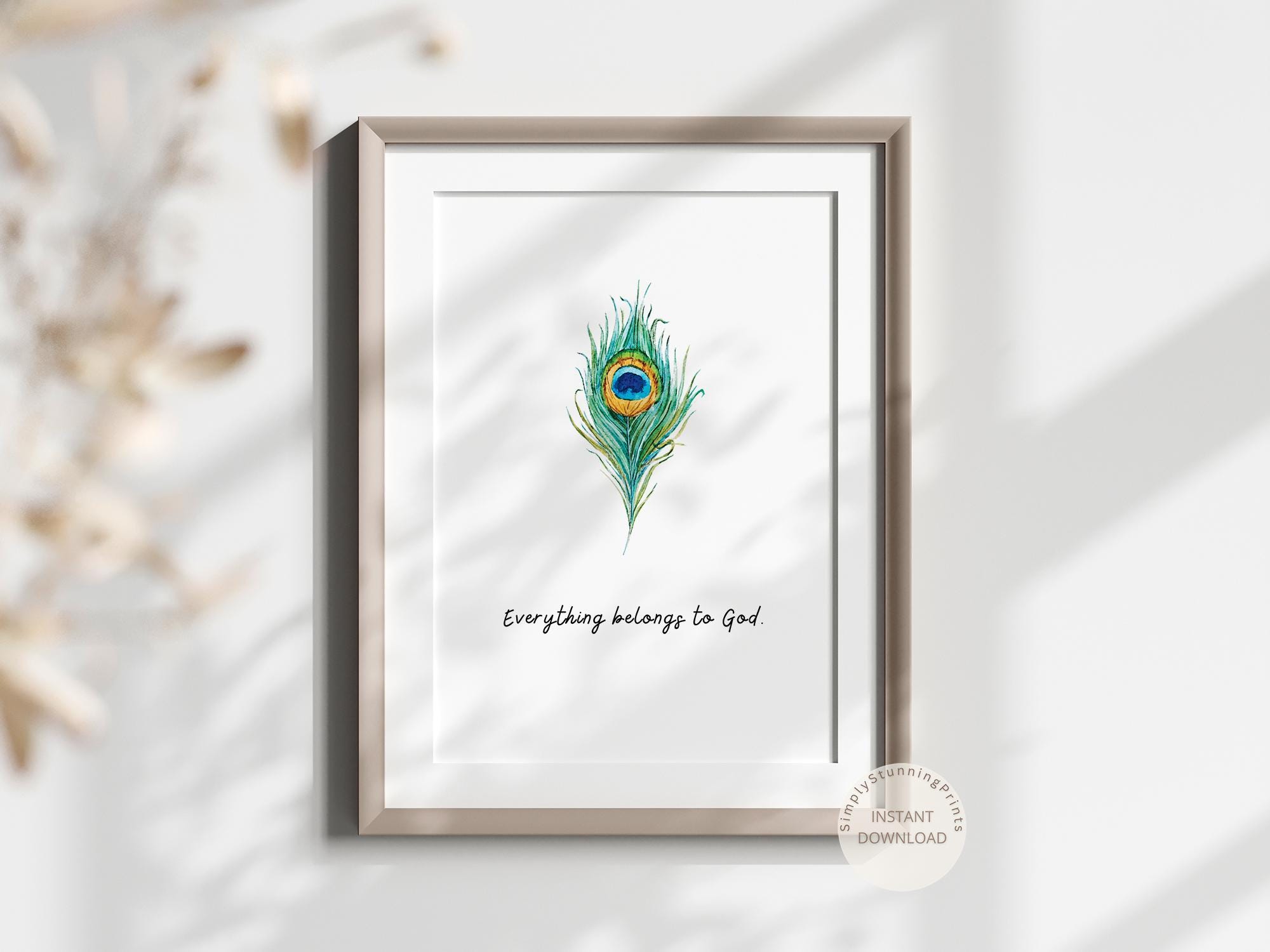 Krishna Feather Print: Bhagavad Gita Quote (digital Download  display picture 2