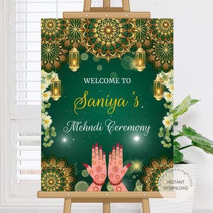 Indian Mehndi Welcome Sign: Elegant Ceremony Poster (Digital Download)