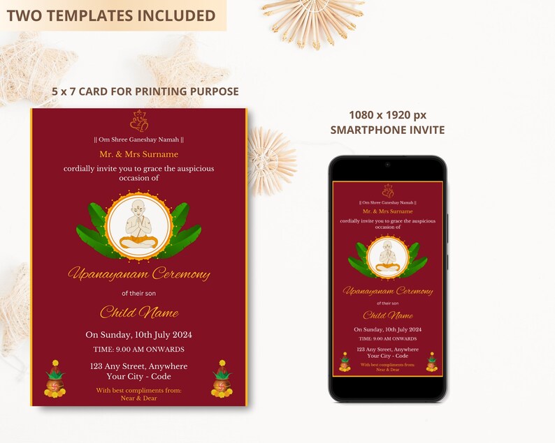 Upanayanam Ceremony Invitation Card Janoi Invitation Yoganupavit