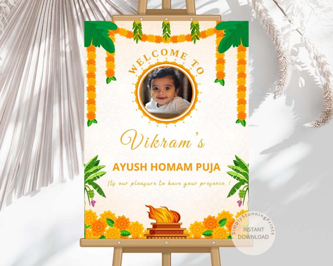 Ayush Homam Ceremony Welcome Sign: Hindu Ritual Decor (digital Download ...