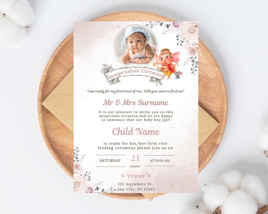 Rice Feeding Invitation Card Annaprasan Ceremony Invite Etsy