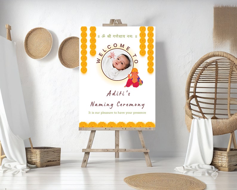 Editable Naming Ceremony Sign Naming Day Entry Sign Namakarana