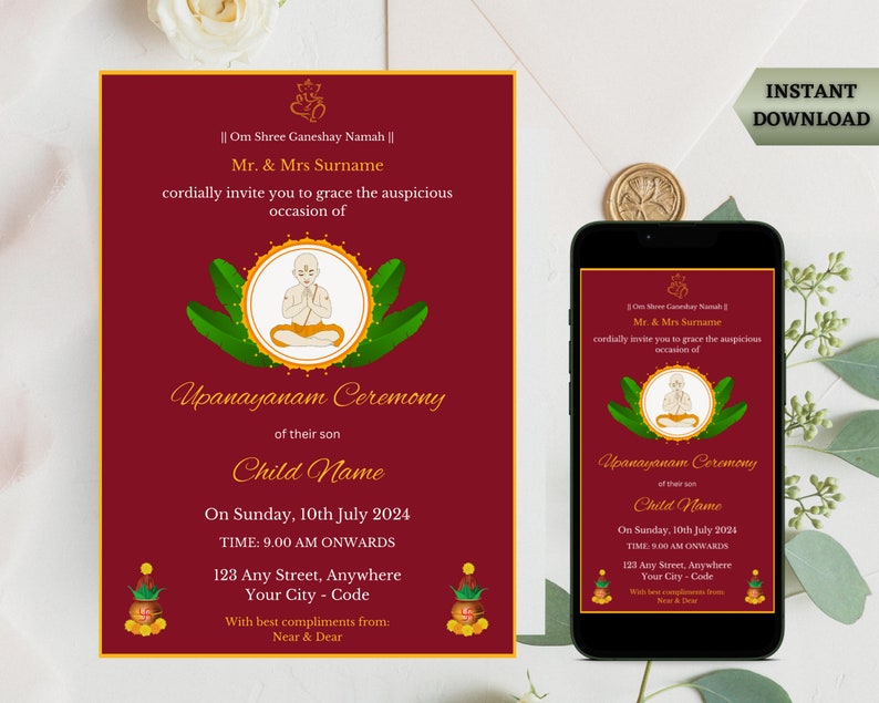 Upanayanam Ceremony Invitation Card Janoi Invitation Yoganupavit