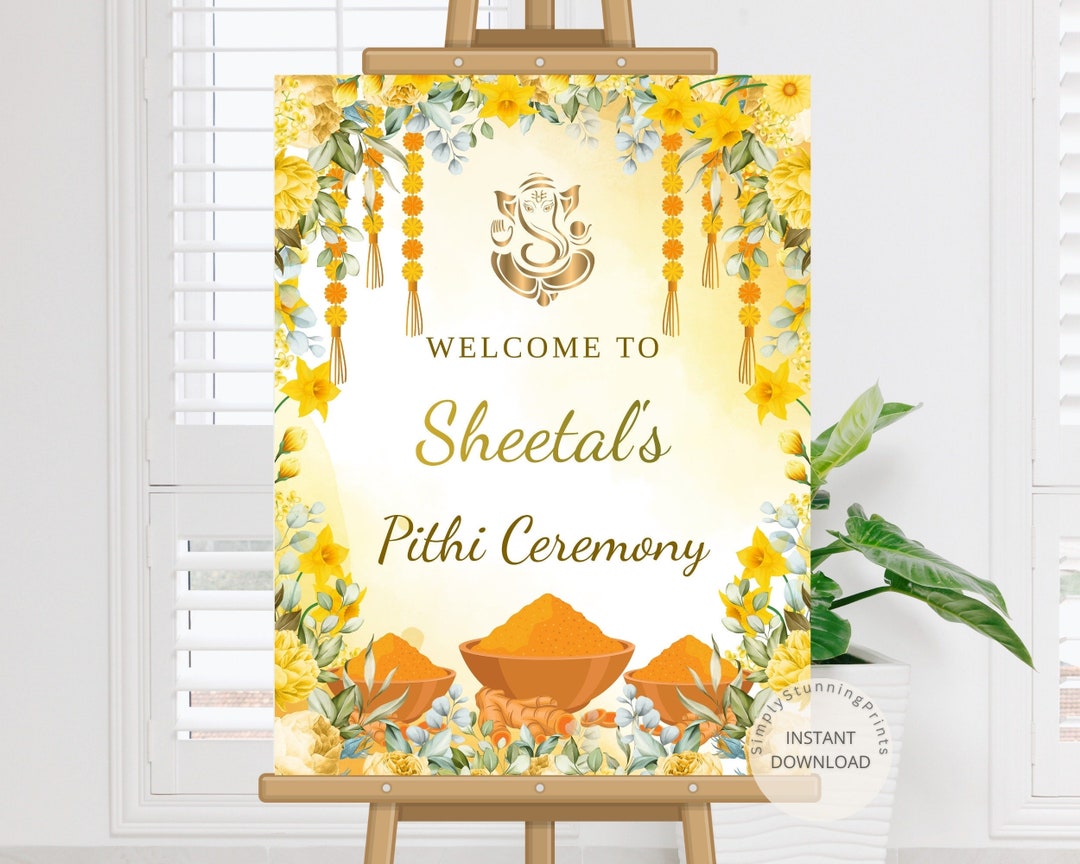 Haldi Welcome Sign: Indian Pithi Ceremony Decor (digital Download) - Etsy