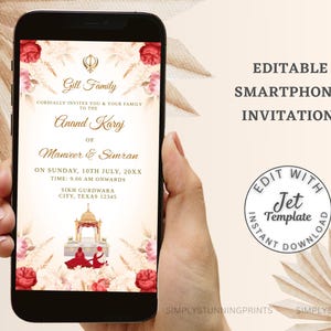 Cartão de convite Anand Karaj | Convite de casamento Sikh | Convite de casamento Panjabi | Convite de casamento indiano | DOWNLOAD DIGITAL