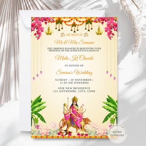 Mata ki Chowki Invitation Card | Mata ka Jagrata Invitation | Mata Rani Invite | Mata Di Card | Digital Download DIY Smartphone Invite