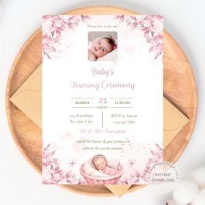 Baby Girl Naming Ceremony Invitation: Cradle Invitation, DIY Template (5x7 Printable)