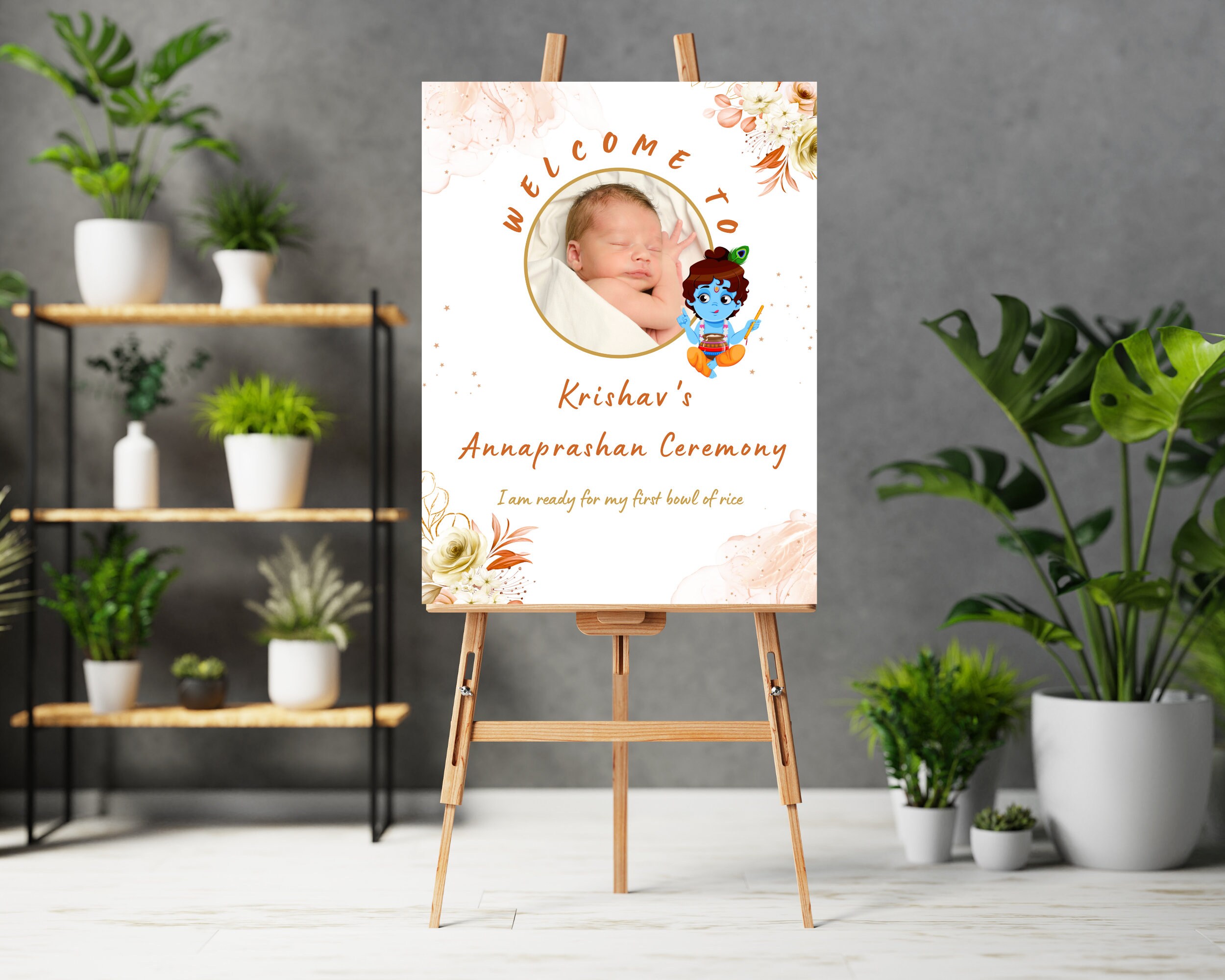 Yellow Rice Ritual Poster Annaprashan Welcome Sign: First Rice Ceremony Decor (digital Download ...