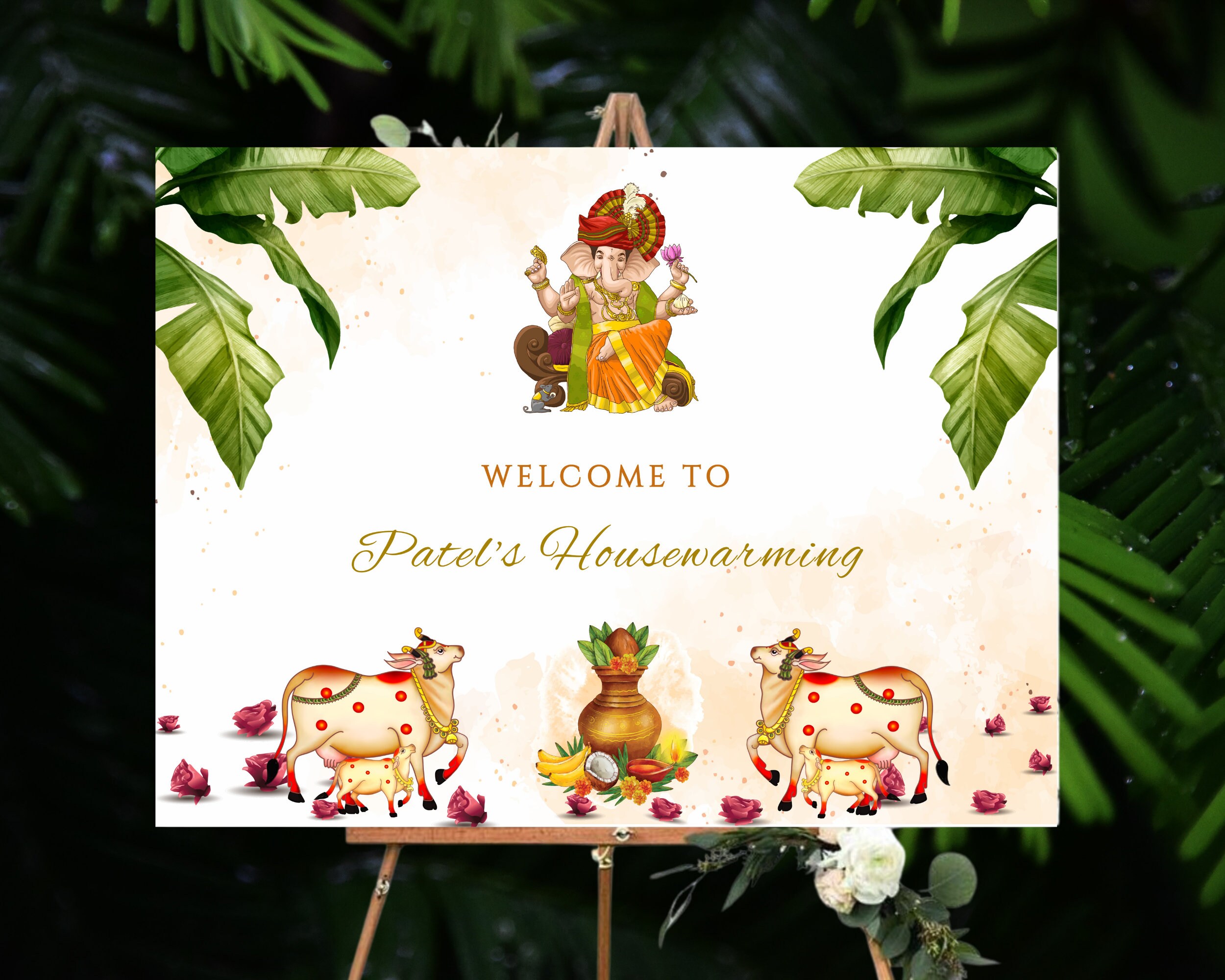 Editable Housewarming Sign as Griha Pravesham Sign Gruha