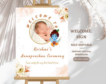Annaprashan Welcome Sign: First Rice Ceremony Decor (Digital Download)
