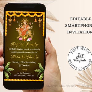 Mata ki Chowki Invitation Template | Mata ka Jagrata Invite | Mata Rani Invite | Digital Download DIY Smartphone Invite