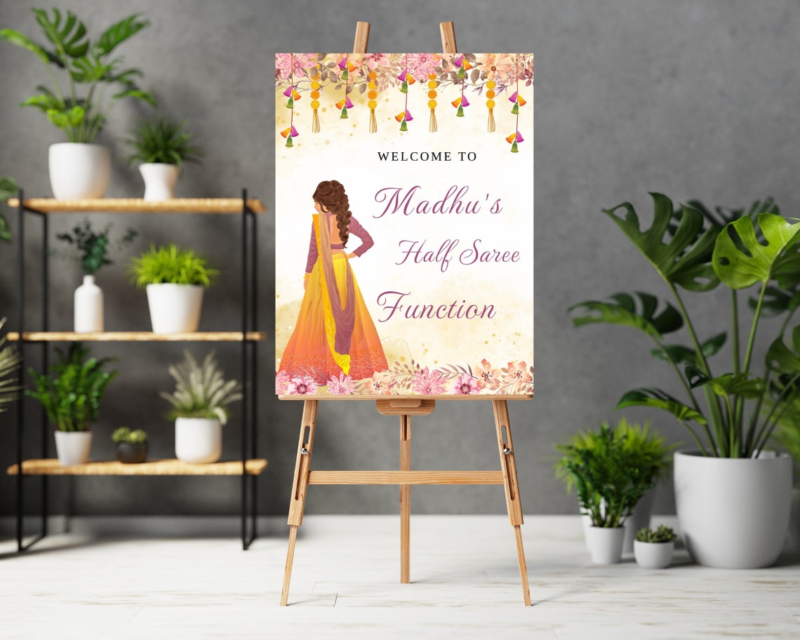 Half Saree Ceremony Sign Half Saree Poster Saree Ceremony Decor