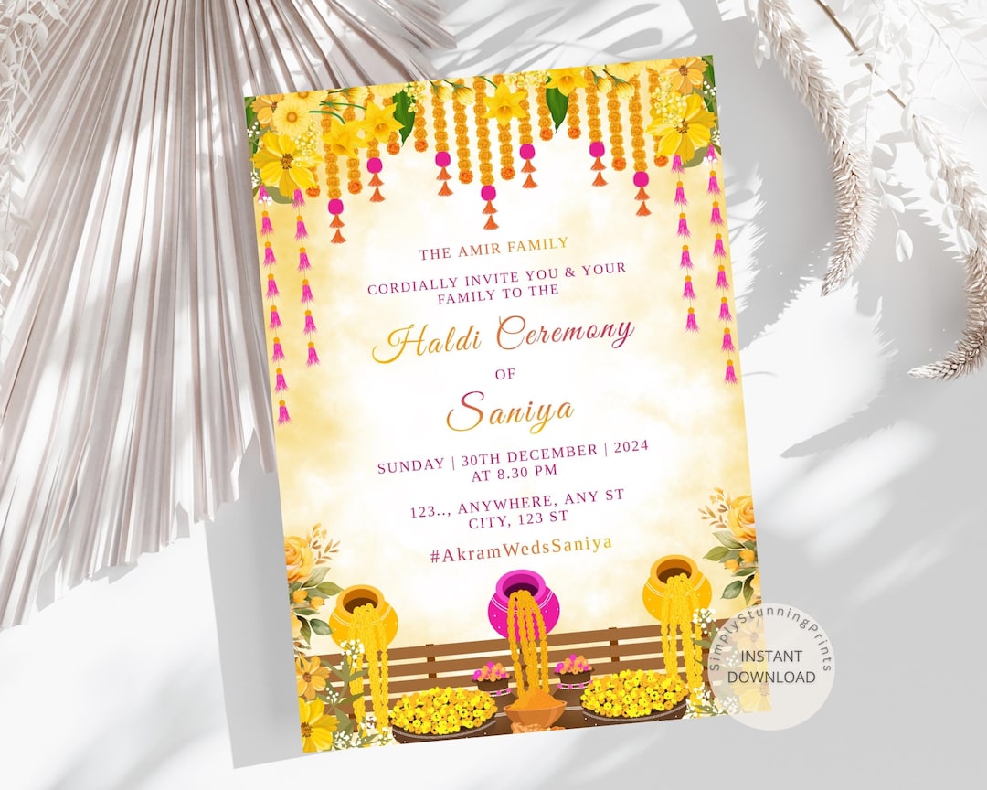 Haldi Ceremony Invitation Card as Maiyan Invitation Haldi Night Invitation Mayoon Ceremony Invitation Ubtan, Pithi, Holud Invite - Etsy UK