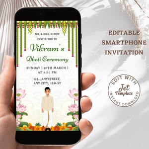 Dhoti Ceremony Invitation: Traditional Smartphone Invite (Digital Download)