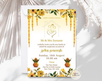 Invito Griha Pravesh: Pooja indiana per l'inaugurazione della casa (modello fai da te)