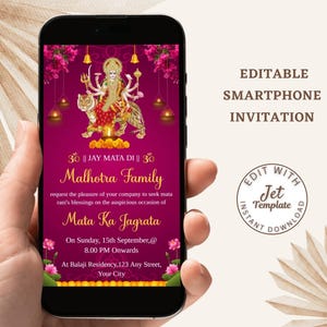 Mata ki Chowki Invitation: Editable Digital Template (WhatsApp Invite)
