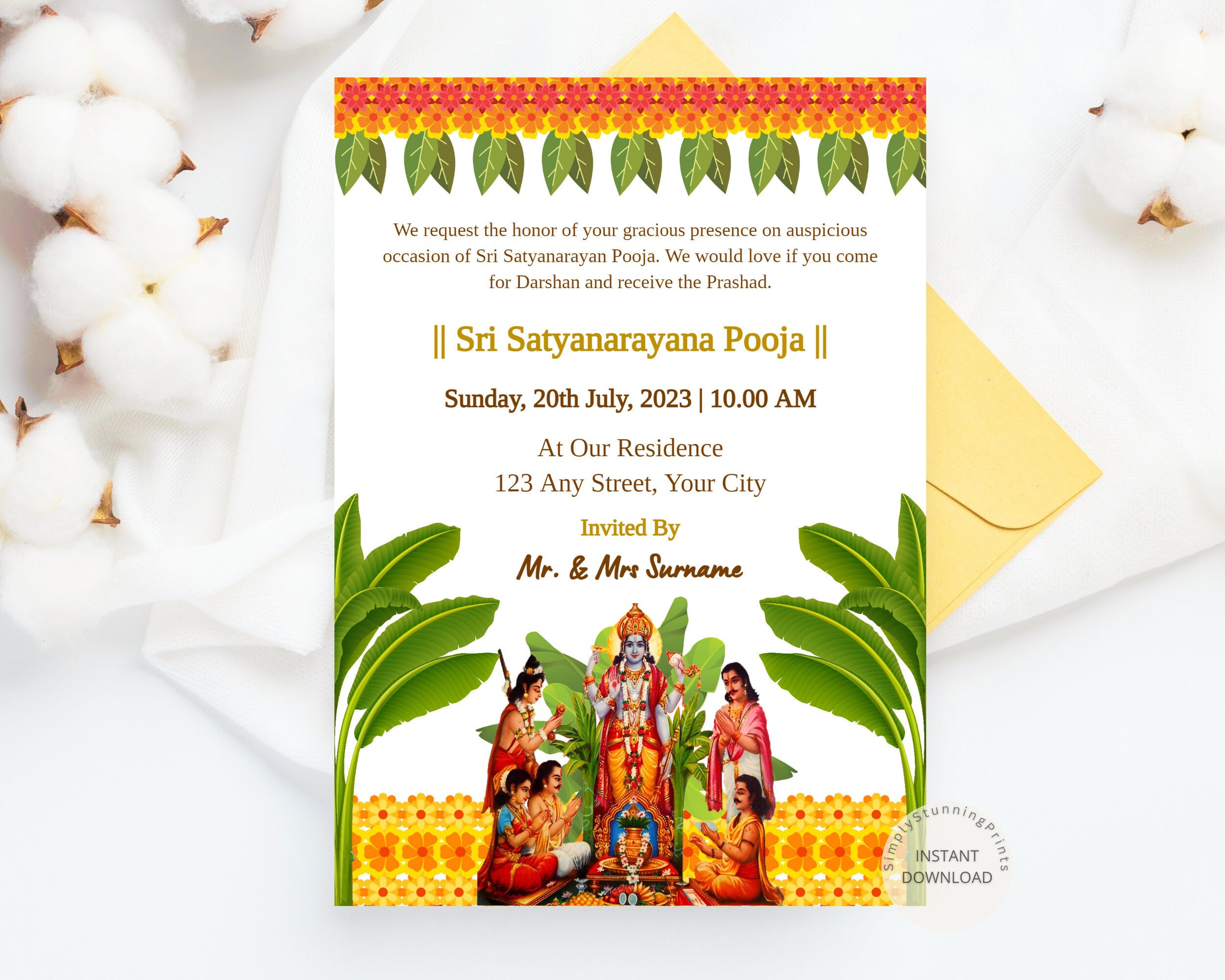 Satyanarayan pooja invitation deals