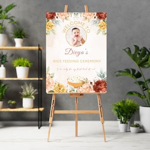 Rice Feeding Ceremony Welcome Sign Rice Weaning Welcome Sign Rice Feeding Decoration Sign Editable Welcome Poster DIGITAL DOWNLOAD image 4