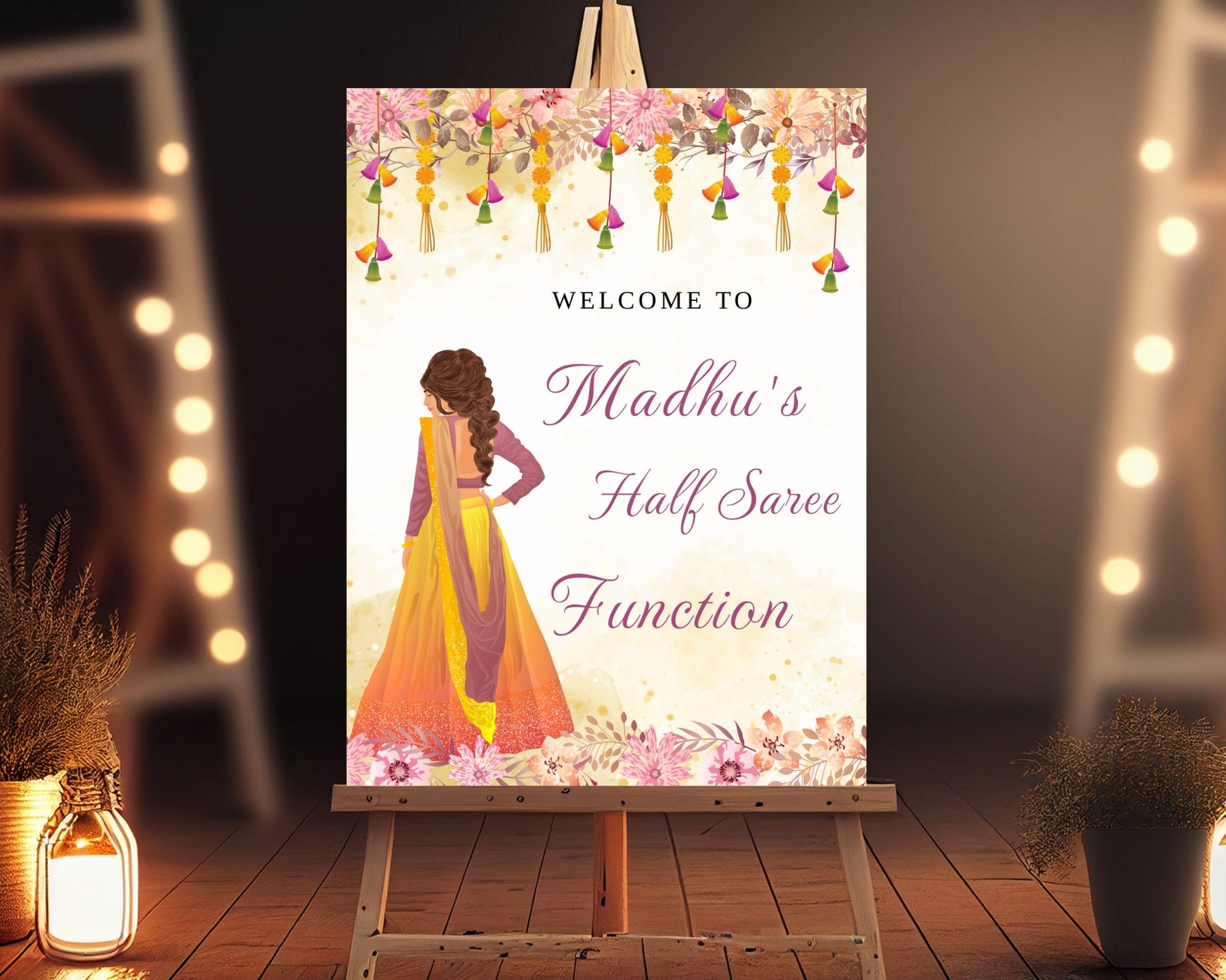 Half Saree Ceremony Sign Half Saree Poster Saree Ceremony Decor