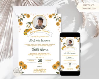 Baby Krishna Annaprashan Invitation: Rice Feeding Ceremony Card (Digital Download)