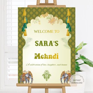 Mehndi Night Welcome Sign: Indian Wedding Entrance Decor (Digital Download)