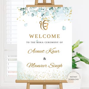 Watercolor Eucalyptus Roka Ceremony Welcome Sign (Digital Download)