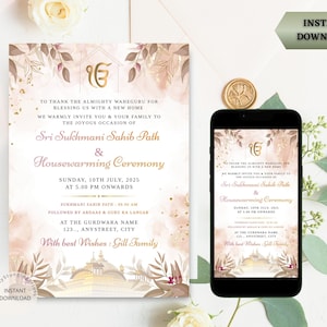 Sikh House Warming Einladungskarte | Sukhmani Sahib Path Einladungskarte | Akhand Weg Einladung Vorlage | Digitaler Download