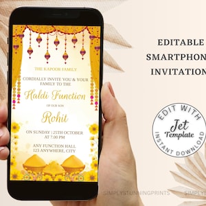 Indiase Haldi-uitnodigingssjabloon | Pithi-uitnodiging als Maiyan-uitnodiging | Elektronische Haldi-avonduitnodiging | DIGITALE DOWNLOAD
