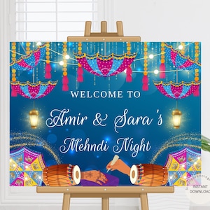Mehndi Welcome Sign: Traditional Ceremony Entrance Decor (Digital Download)
