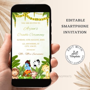 Invitación a la ceremonia de la cuna india: Animales de la selva, invitación digital editable