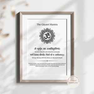Gayatri-mantraprint: Sanskriet en Engels gebed (digitale download)