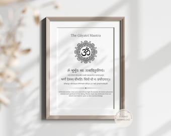 Gayatri Mantra Print: Sanskrit & English Prayer (Digital Download)