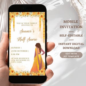 Half Saree Ceremony Invitation: South Indian Whatsapp Invite (Digital)