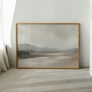 DIGITAL - Neutral Landscape Wall Art Printable | Minimalist Nature Print | Earth Tone Abstract Mountains | Calm Digital Download Art