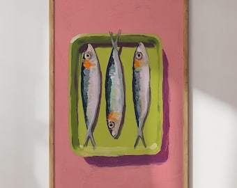Retro Sardine Art Print: Quirky Kitchen Wall Decor (Digital Download)