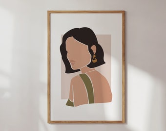 Abstract Woman Art Print: Feminine Boho Illustration (Digital Download)